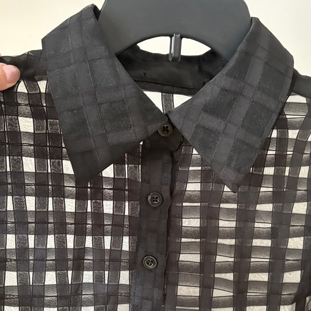 Source Unknown Black Grid Blouse - image 5